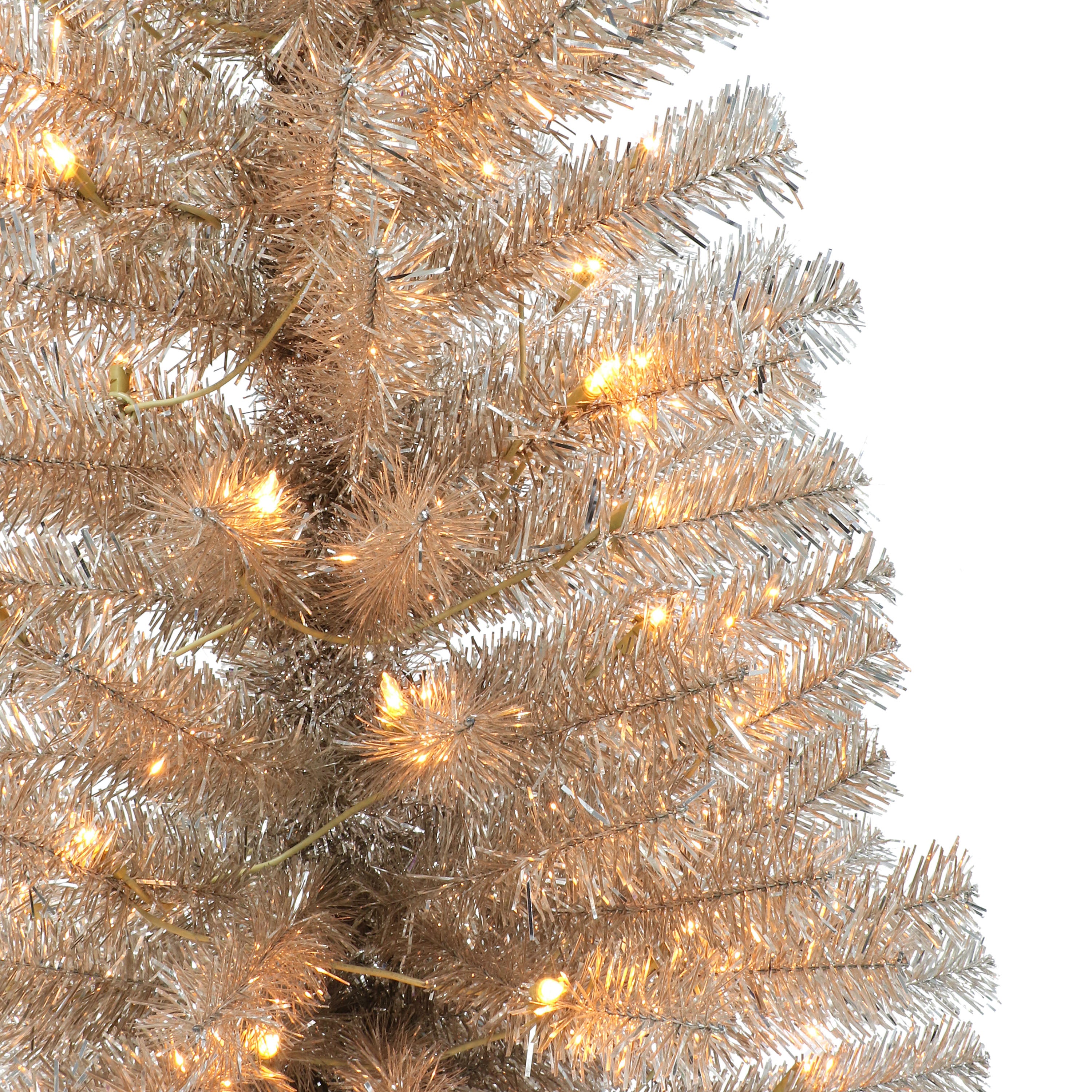 4.5ft Pre-lit Rose Gold Tinsel Tree